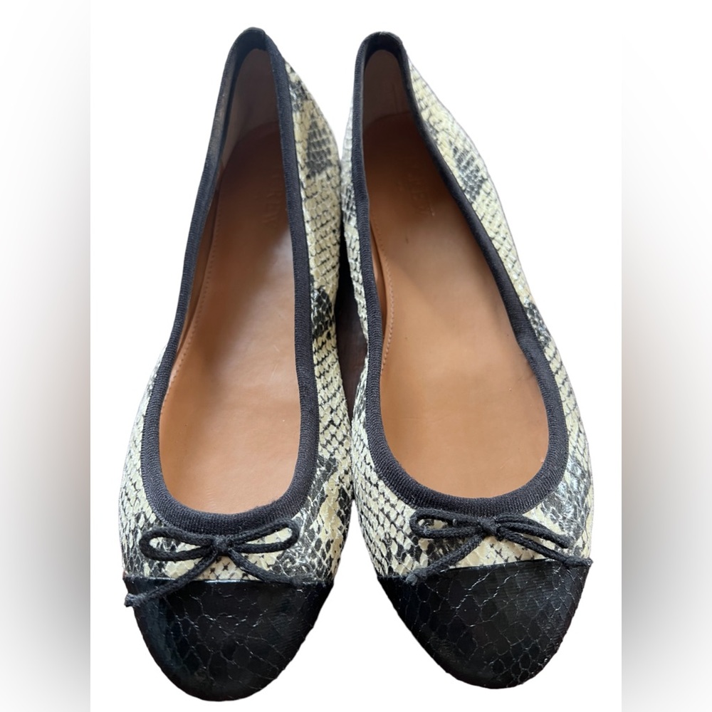 J. Crew Black & Cream Snakeskin Print Flats